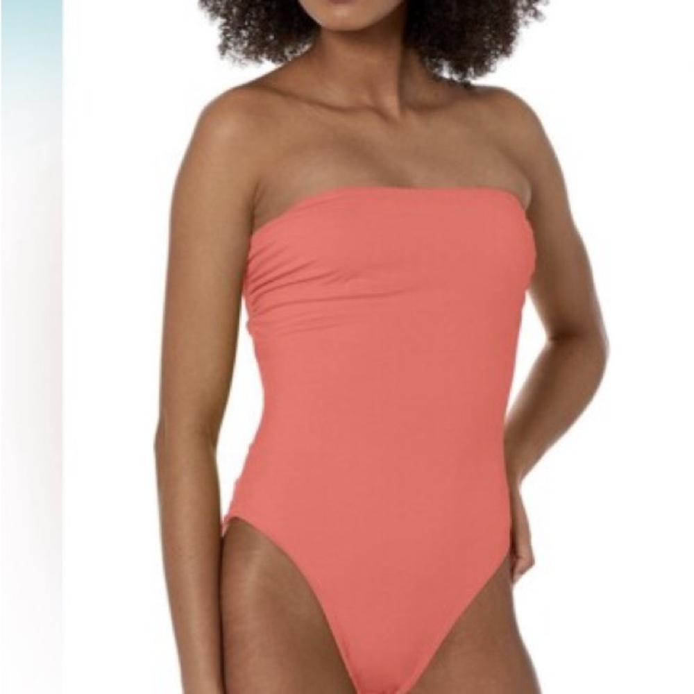 Norma Kamali Coral Strapless One-Piece Swimsuit
